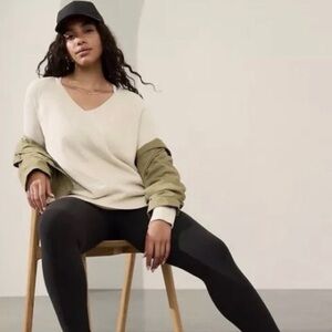 Athleta Hanover v-neck sweater wool blend large